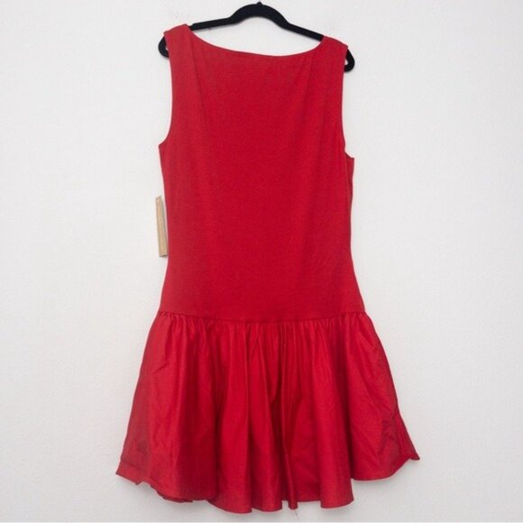 NWT o.p.t Helene Mini Dress XS Red Sleeveless Combination Puff Flared Bubble - Picture 9 of 12